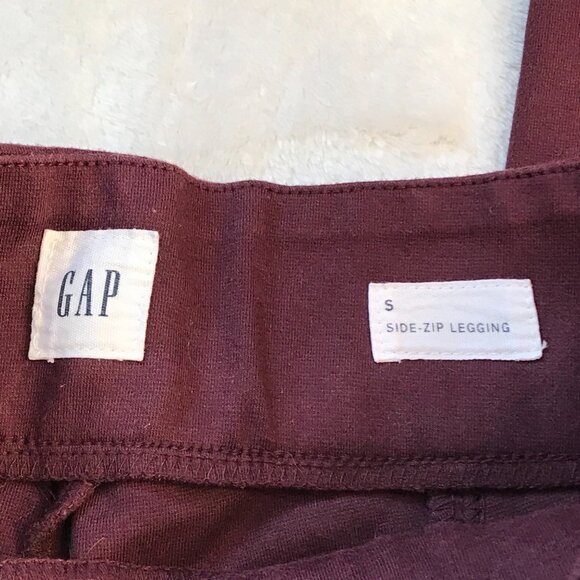 Gap Side Zip Leggings Women's Size Small Cotton, Modal Workwear Casual Maroon - Picture 4 of 10
